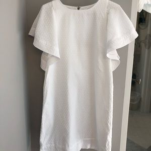 White JCrew ruffle-sleeved dress